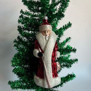 •Christopher Radko Red Robe Russian Santa Glass Ornament•